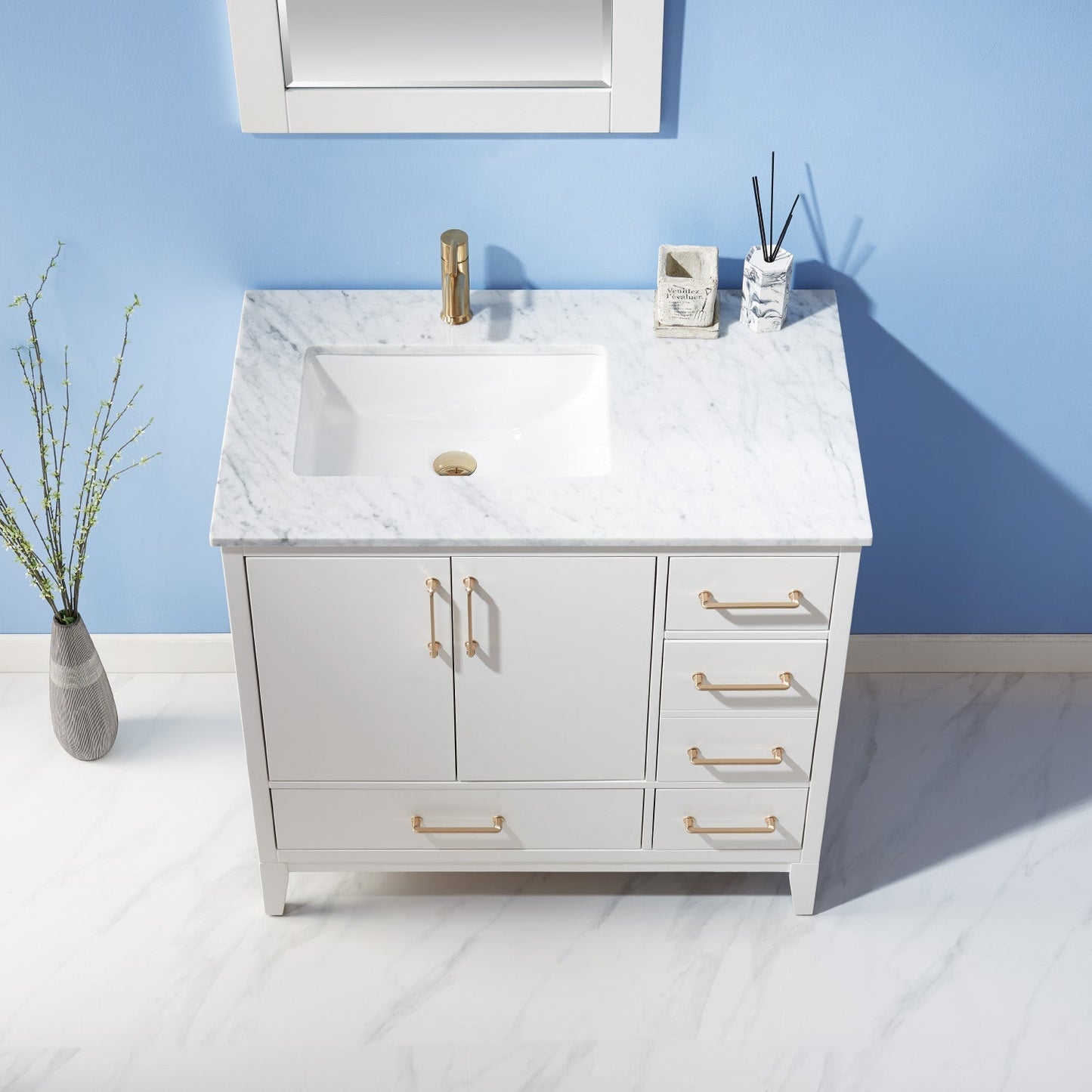 Altair Designs 36" single vanity with top - 541036-WH-CA-NM