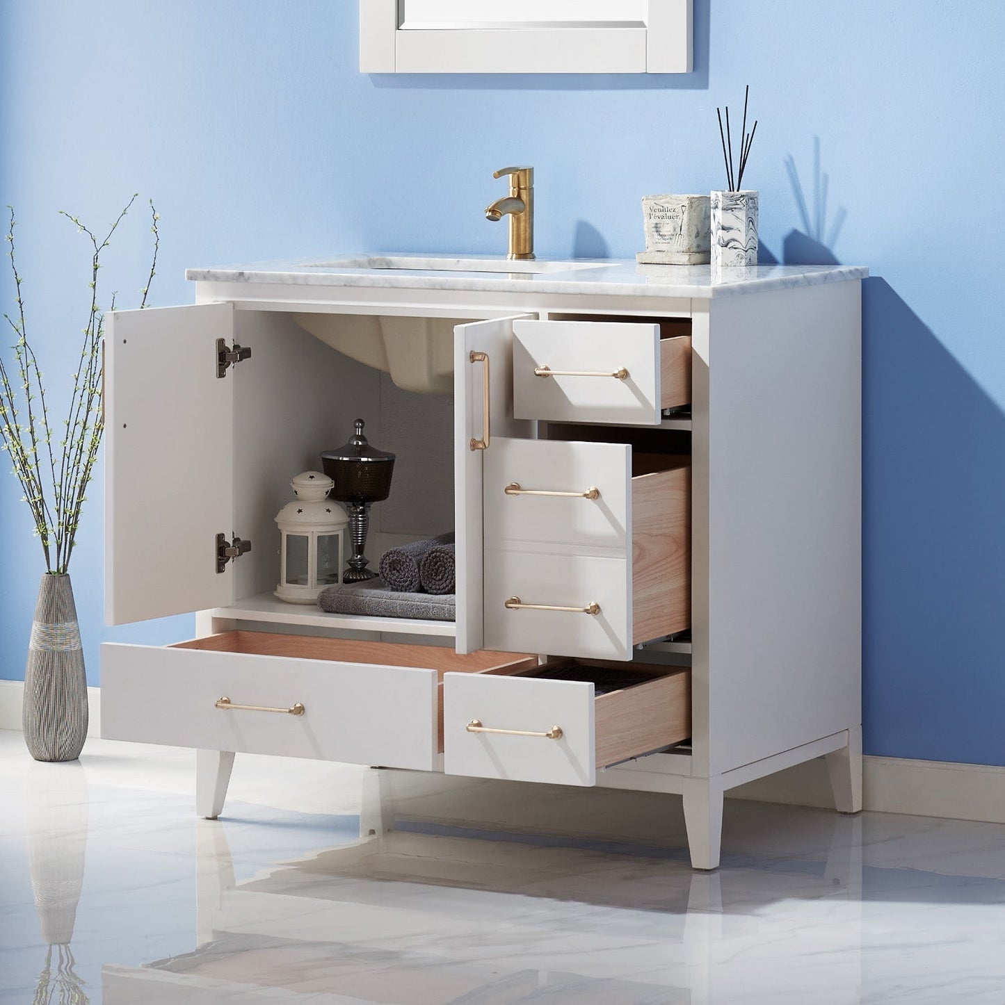 Altair Designs 36" single vanity with top - 541036-WH-CA-NM