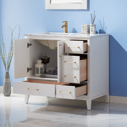 Altair Designs 36" single vanity with top - 541036-WH-CA-NM