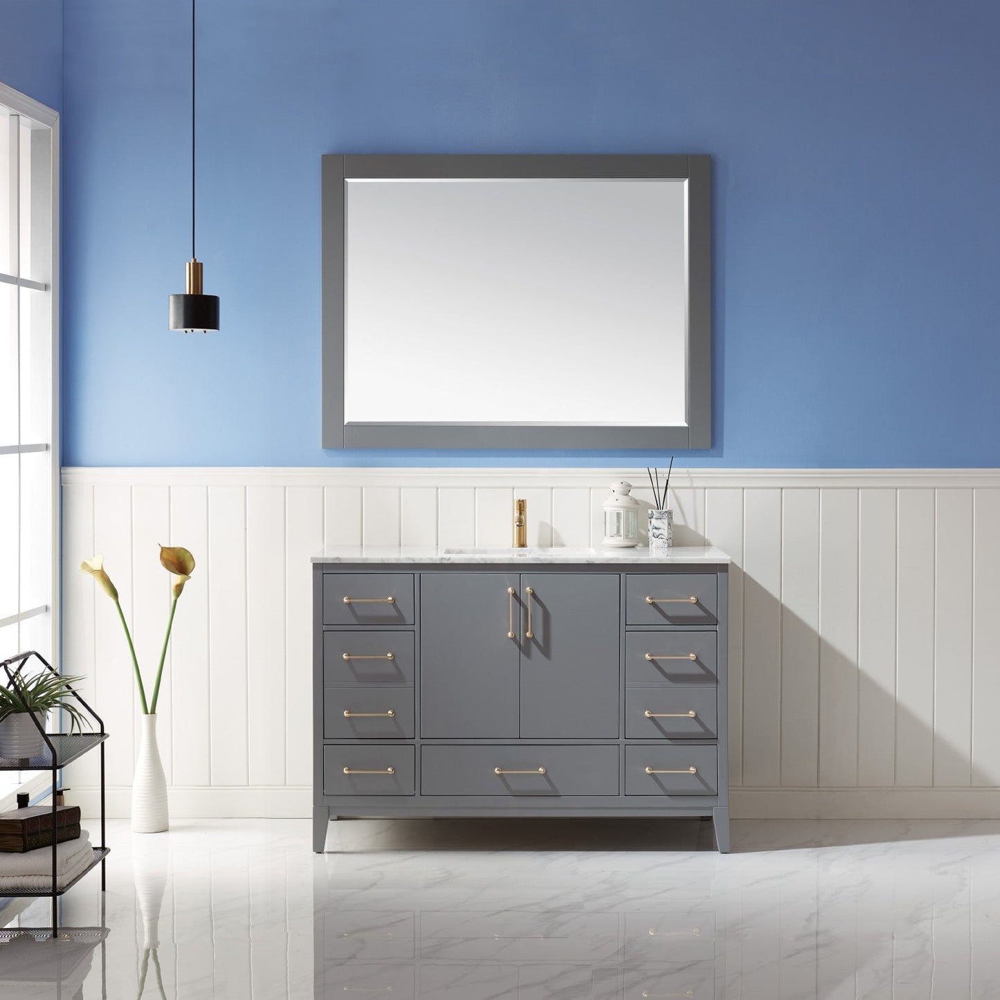 Altair Designs 48" single vanity with top - 541048-WH-CA-NM