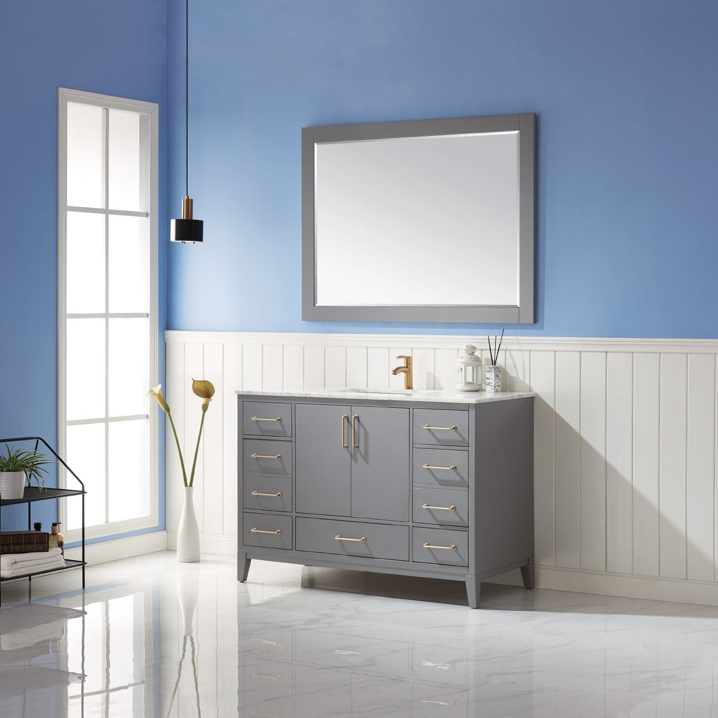 Altair Designs 48" single vanity with top - 541048-WH-CA-NM
