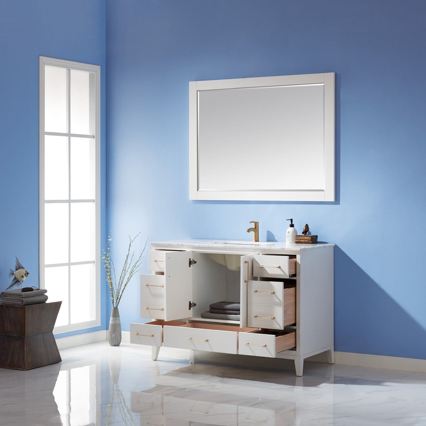 Altair Designs 48" single vanity with top - 541048-WH-CA-NM