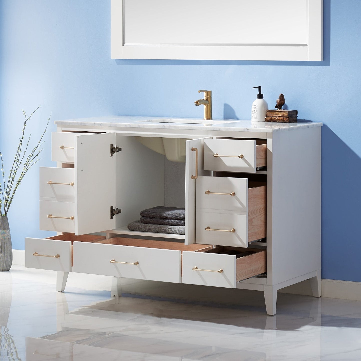 Altair Designs 48" single vanity with top - 541048-WH-CA-NM