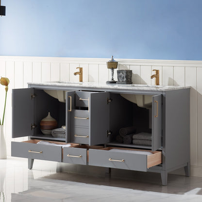 Altair Designs 60" double vanity with top - 541060-WH-CA-NM