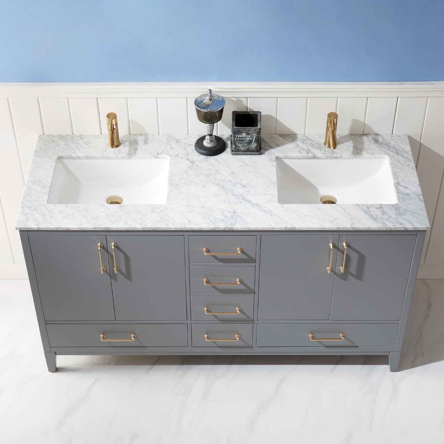 Altair Designs 60" double vanity with top - 541060-WH-CA-NM