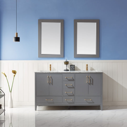 Altair Designs 60" double vanity with top - 541060-WH-CA-NM