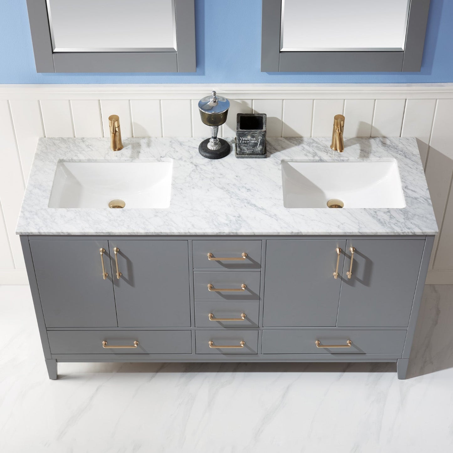 Altair Designs 60" double vanity with top - 541060-WH-CA-NM