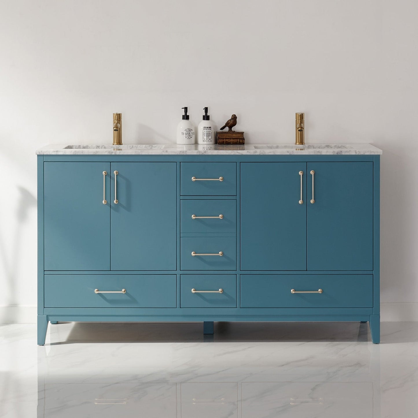 Altair Designs 60" double vanity with top - 541060-WH-CA-NM