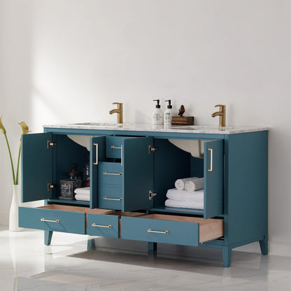 Altair Designs 60" double vanity with top - 541060-WH-CA-NM
