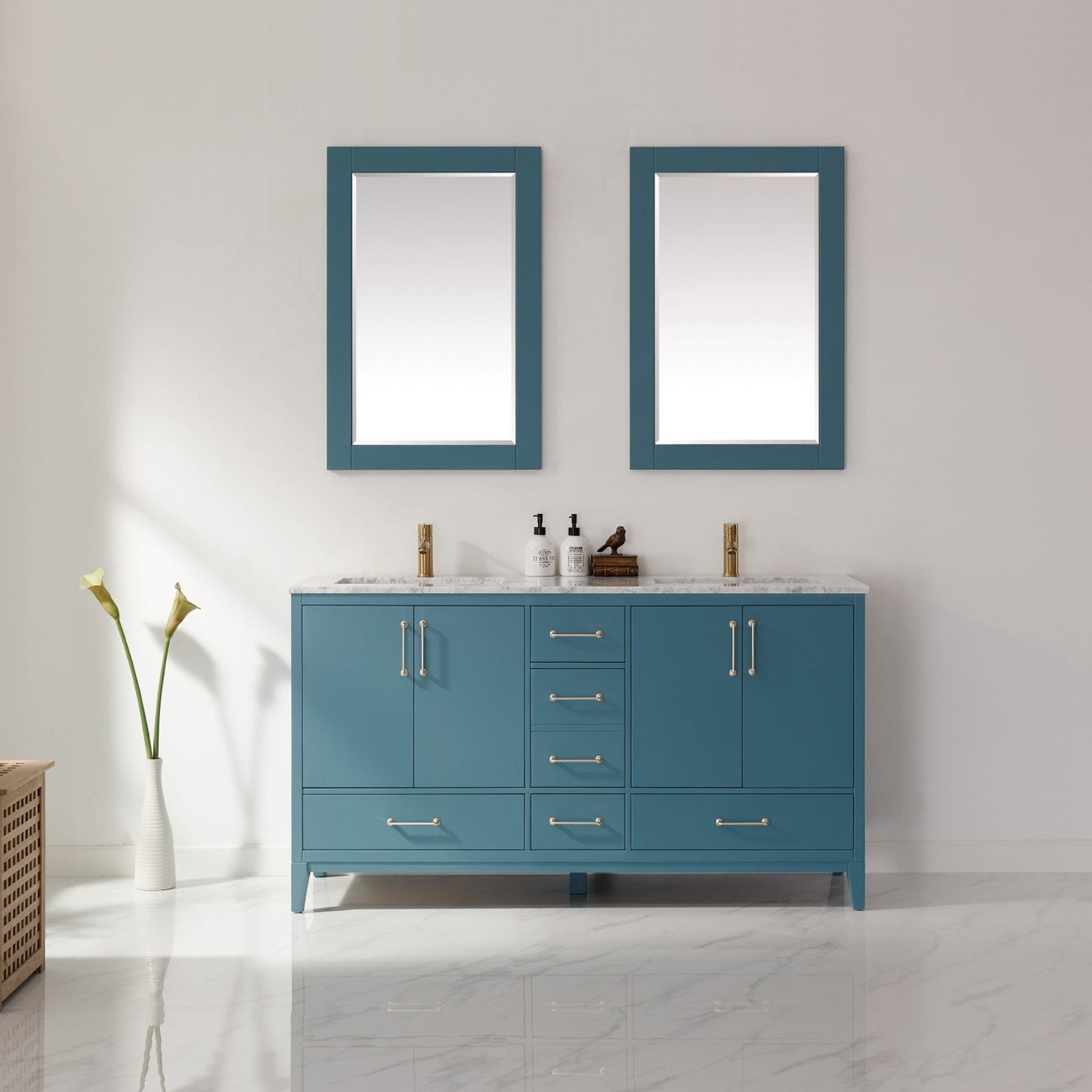 Altair Designs 60" double vanity with top - 541060-WH-CA-NM