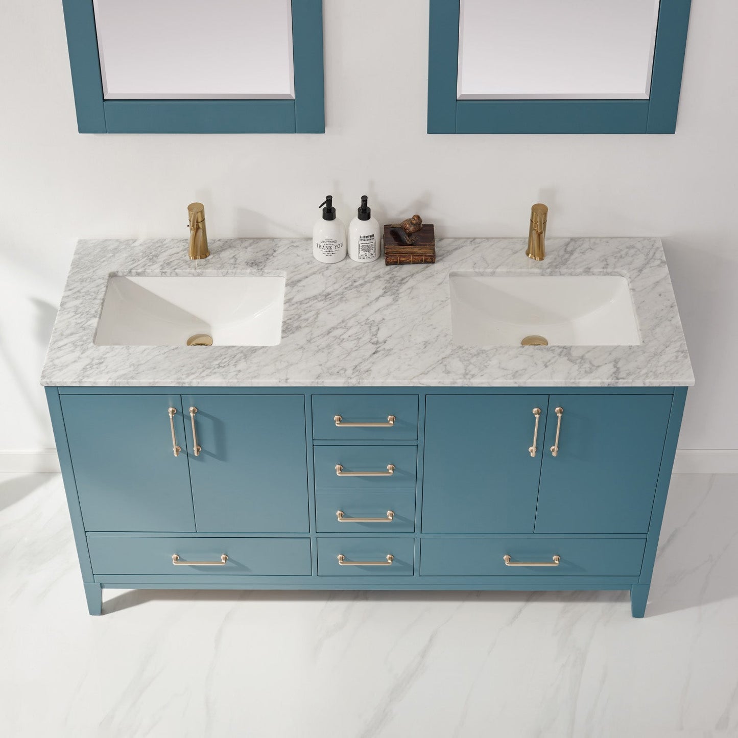 Altair Designs 60" double vanity with top - 541060-WH-CA-NM