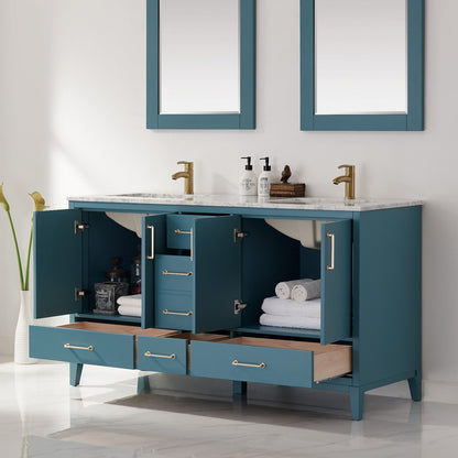 Altair Designs 60" double vanity with top - 541060-WH-CA-NM