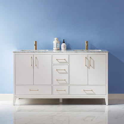 Altair Designs 60" double vanity with top - 541060-WH-CA-NM