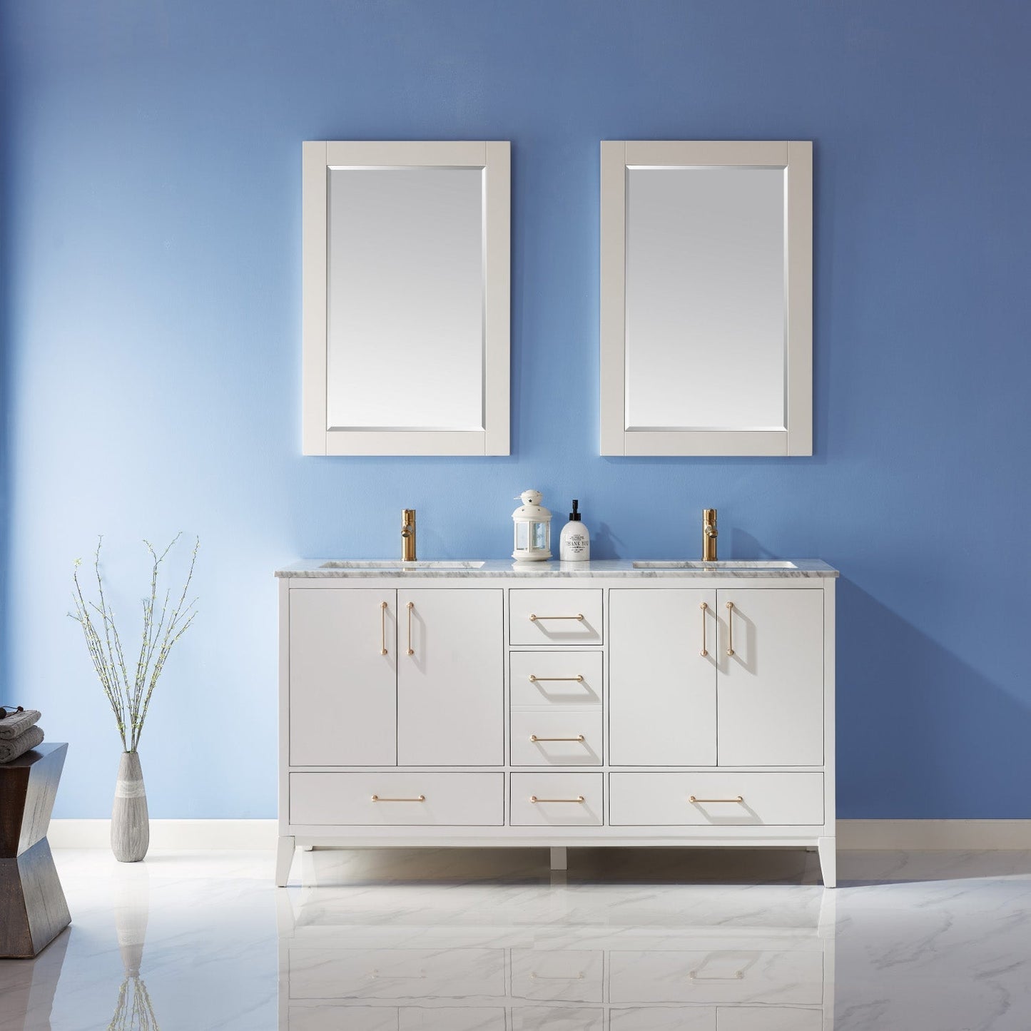Altair Designs 60" double vanity with top - 541060-WH-CA-NM