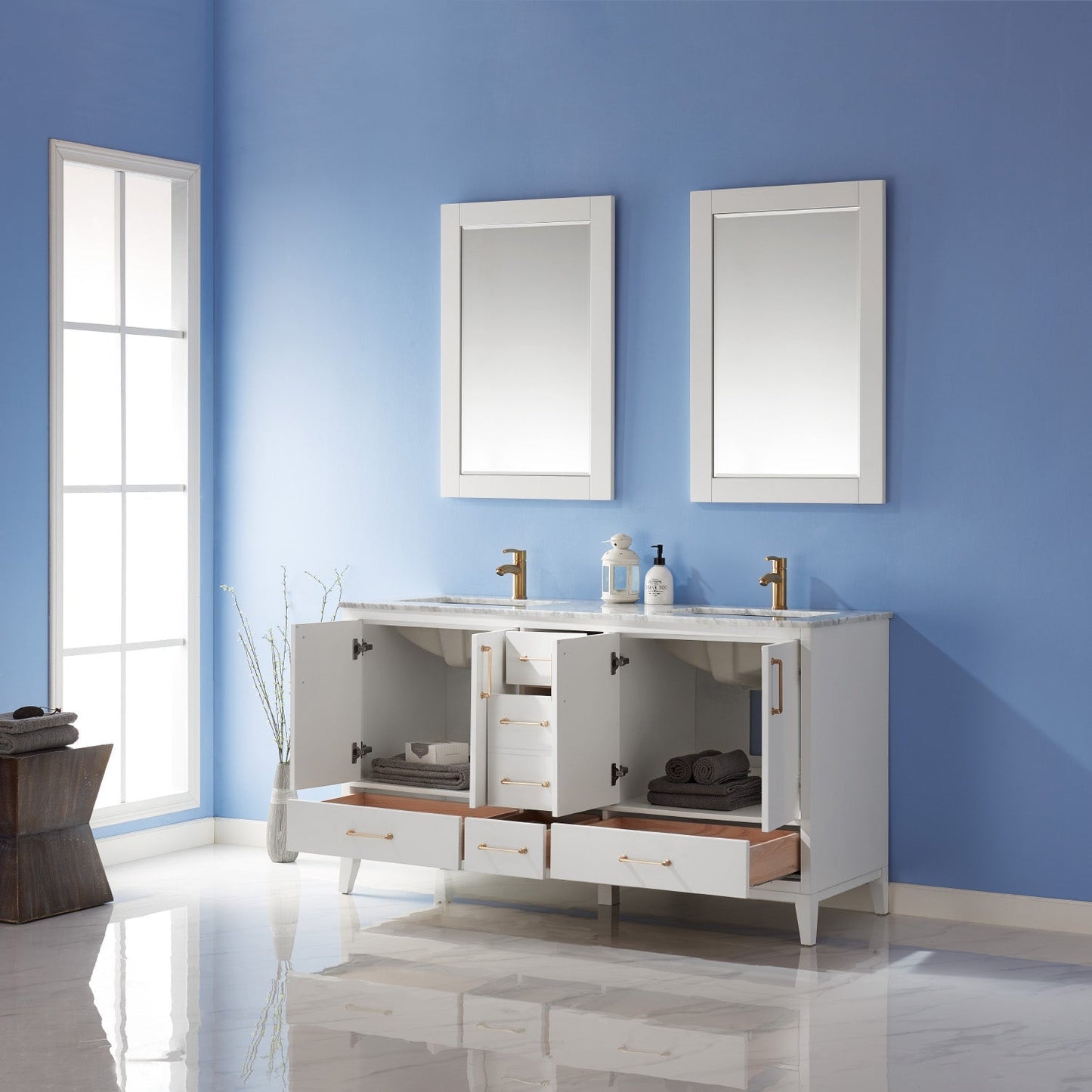 Altair Designs 60" double vanity with top - 541060-WH-CA-NM