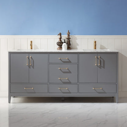 Altair Designs 72" double vanity with top - 541072-WH-CA-NM