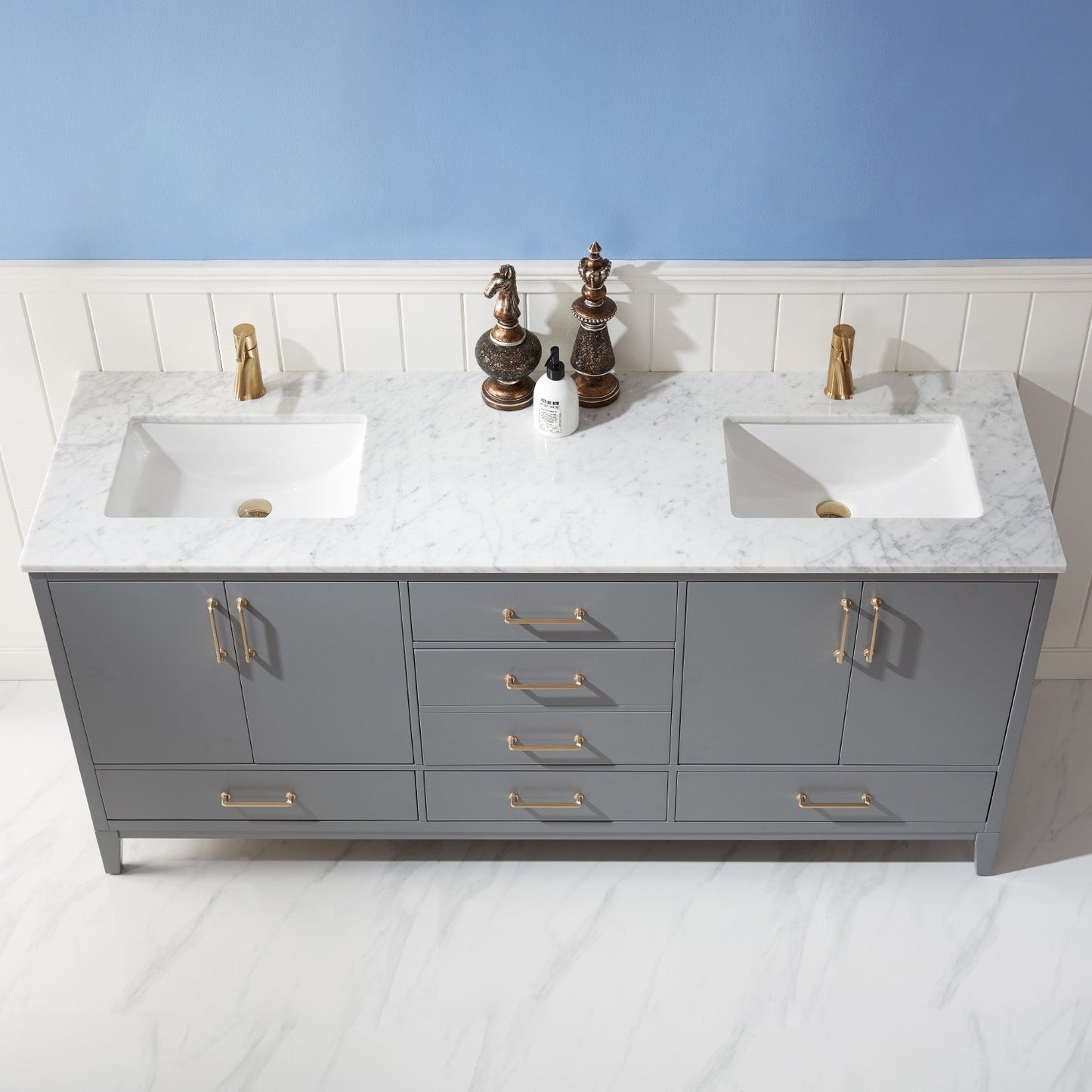 Altair Designs 72" double vanity with top - 541072-WH-CA-NM