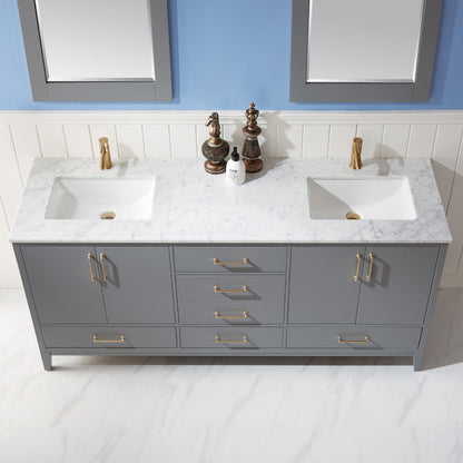 Altair Designs 72" double vanity with top - 541072-WH-CA-NM