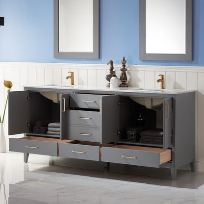 Altair Designs 72" double vanity with top - 541072-WH-CA-NM