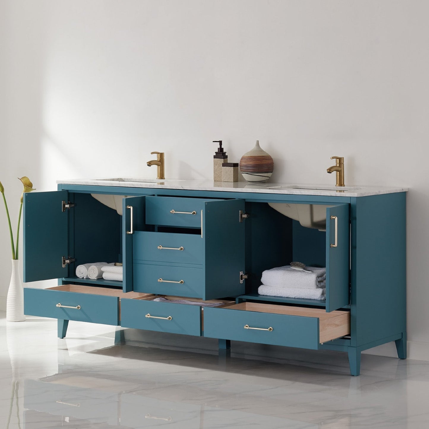 Altair Designs 72" double vanity with top - 541072-WH-CA-NM