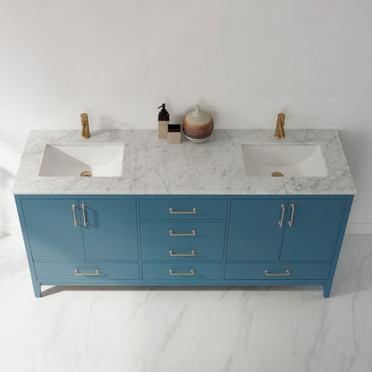 Altair Designs 72" double vanity with top - 541072-WH-CA-NM