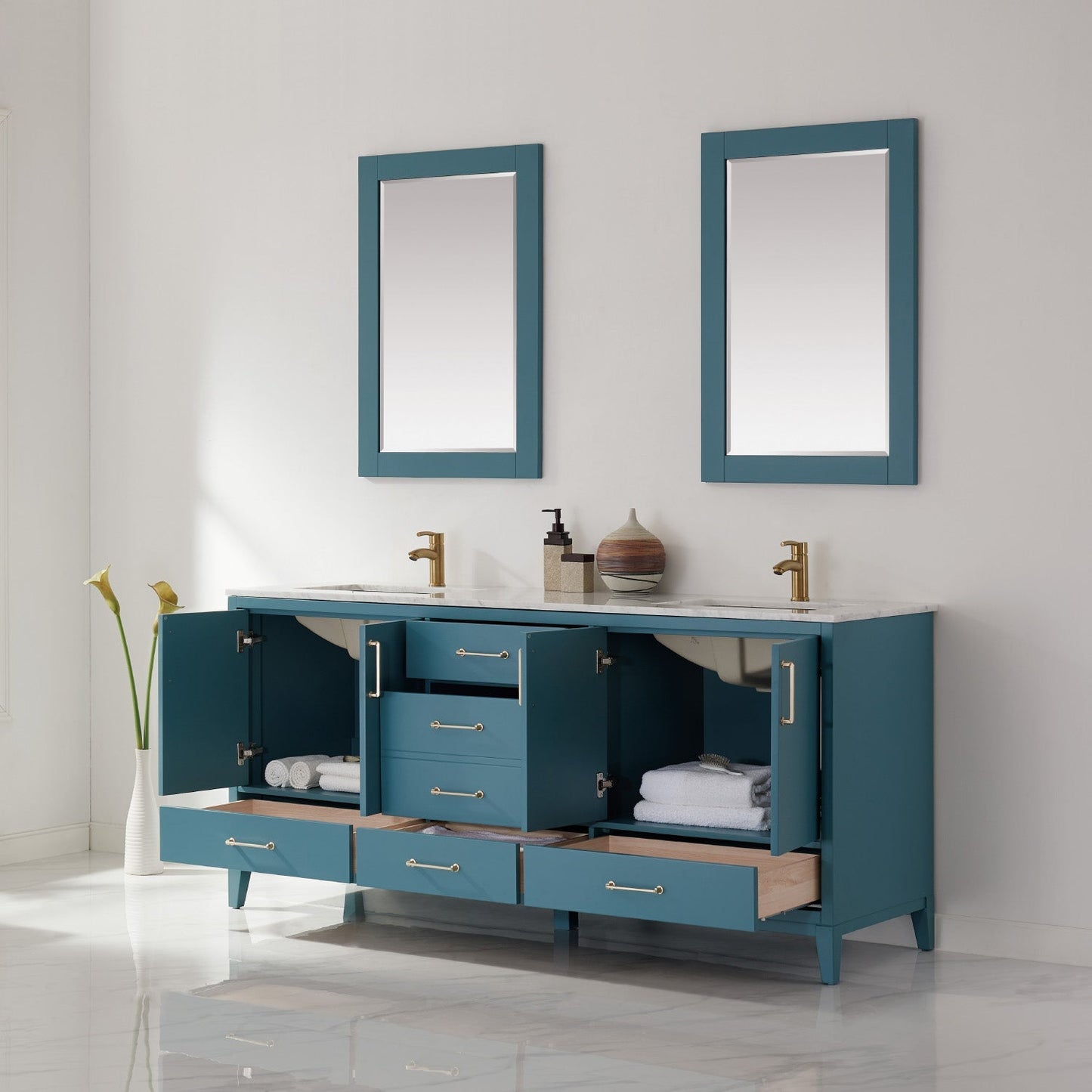 Altair Designs 72" double vanity with top - 541072-WH-CA-NM