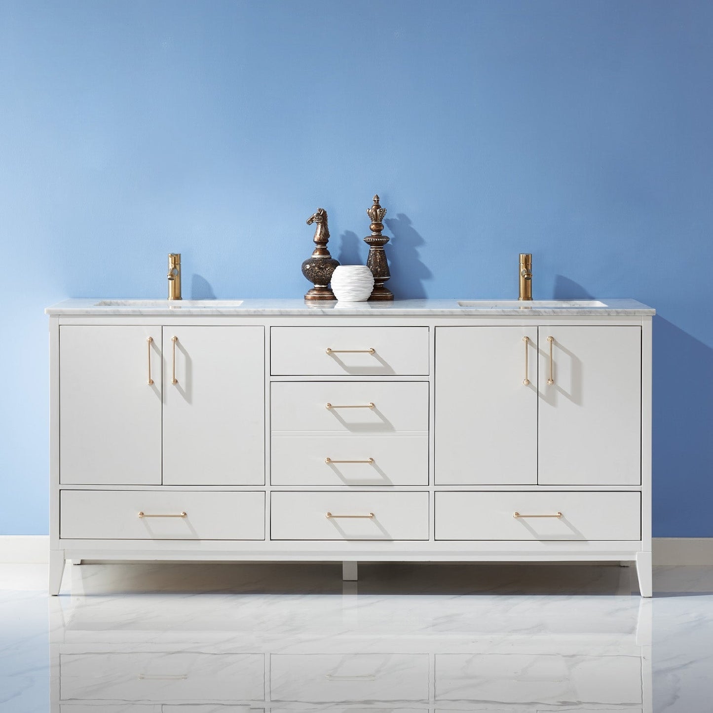 Altair Designs 72" double vanity with top - 541072-WH-CA-NM