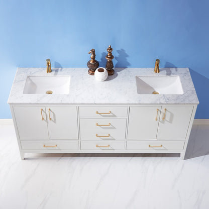 Altair Designs 72" double vanity with top - 541072-WH-CA-NM