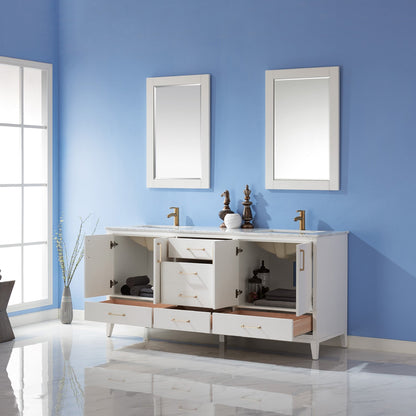 Altair Designs 72" double vanity with top - 541072-WH-CA-NM