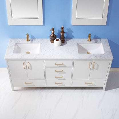 Altair Designs 72" double vanity with top - 541072-WH-CA-NM