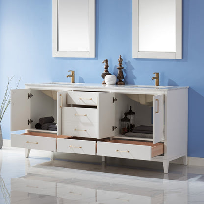Altair Designs 72" double vanity with top - 541072-WH-CA-NM
