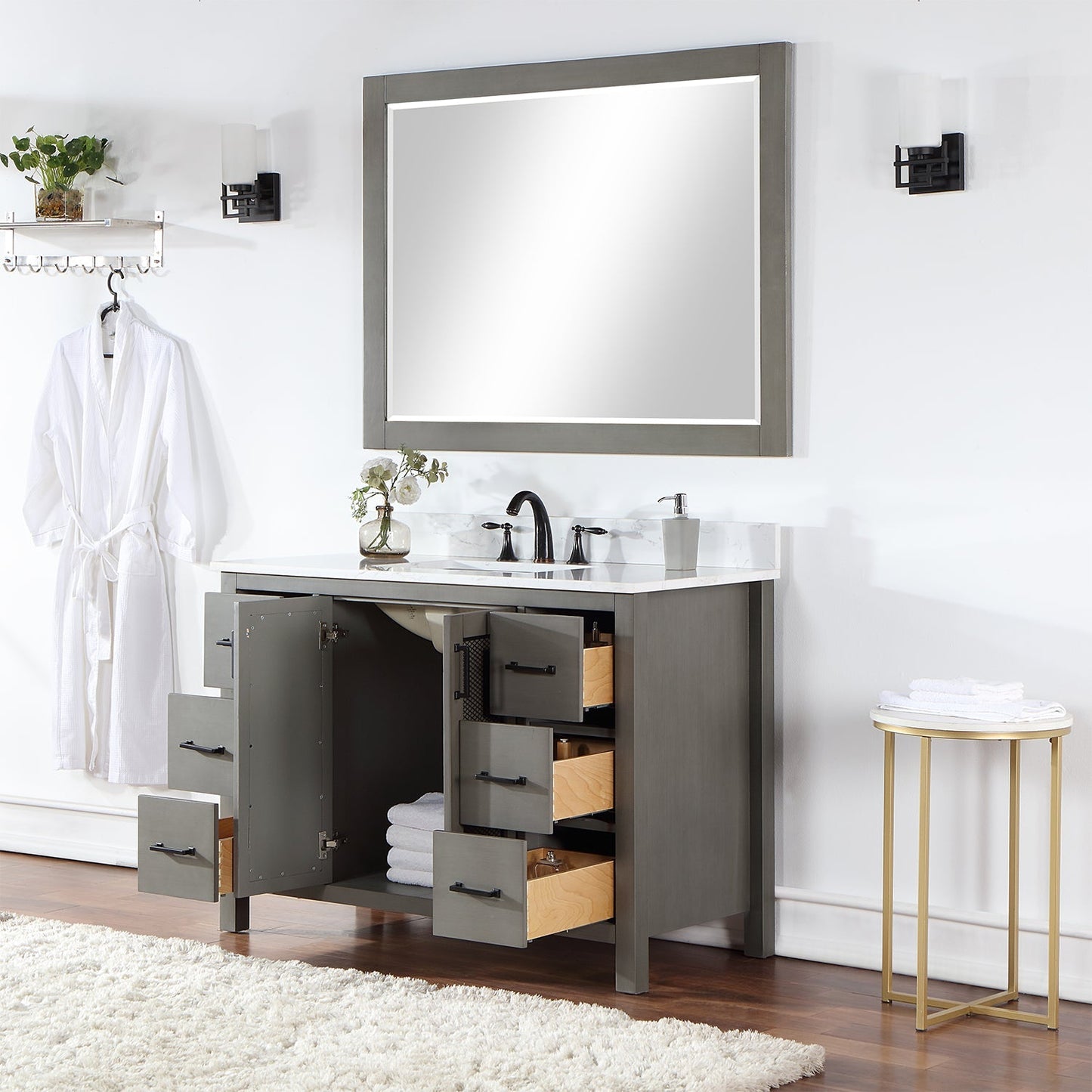 Altair Designs 48" single vanity with top - 542048-GP-AW-NM