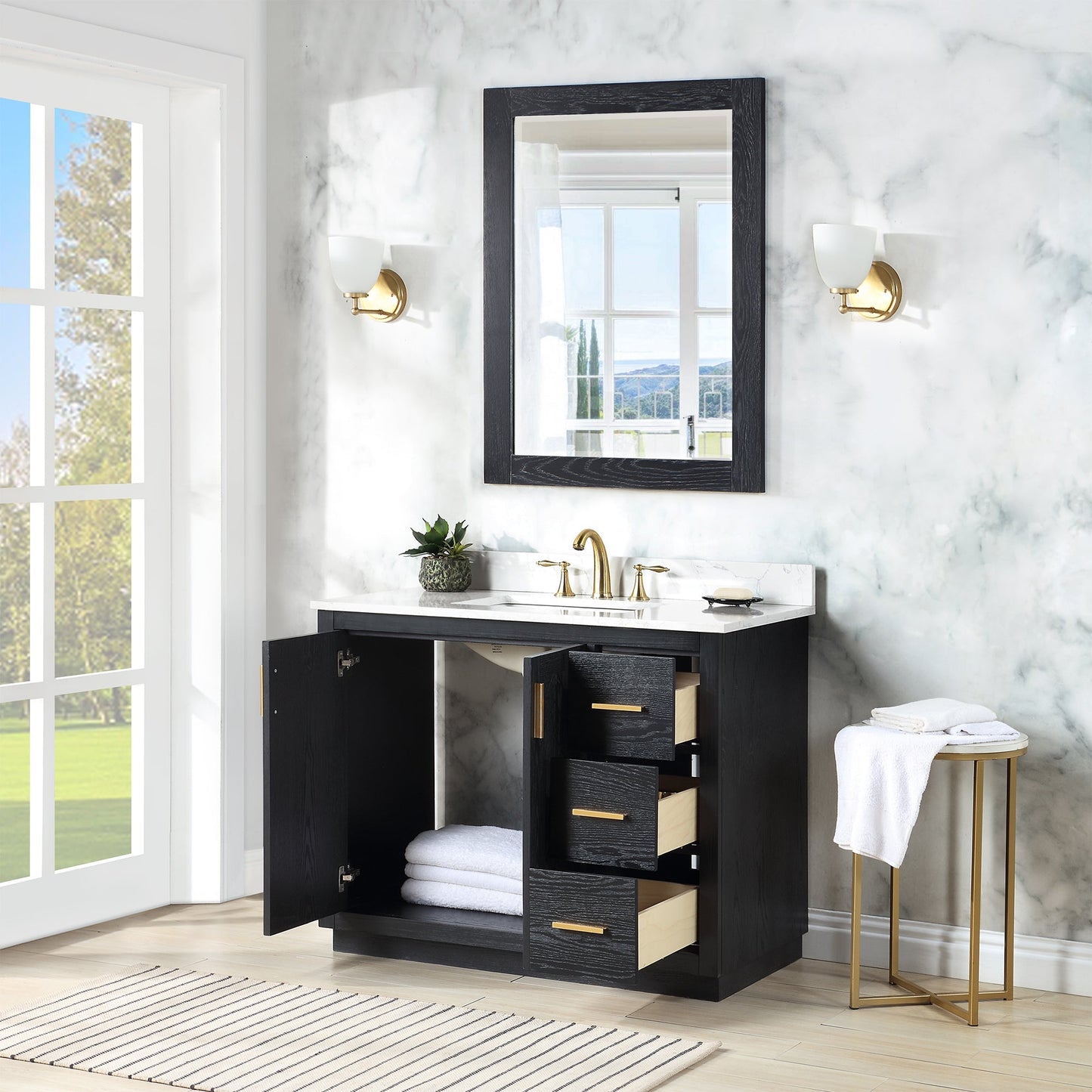 Altair Designs Gazsi 42" single vanity with top - 543042-BO-GW-NM