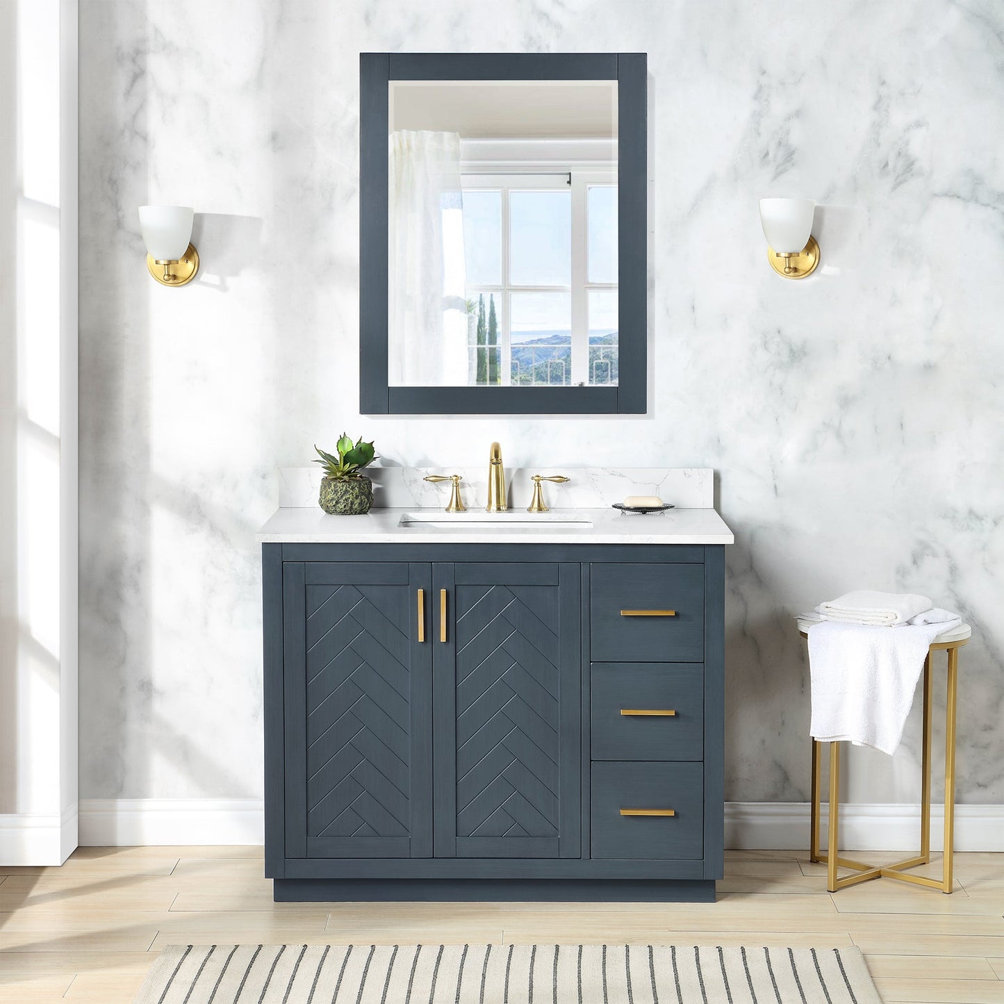 Altair Designs Gazsi 42" single vanity with top - 543042-BO-GW-NM