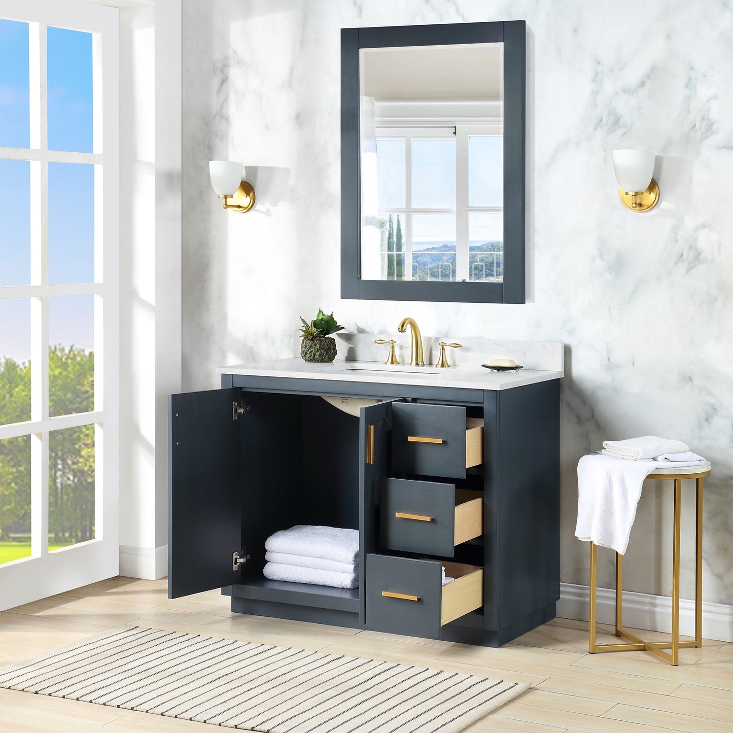 Altair Designs Gazsi 42" single vanity with top - 543042-BO-GW-NM