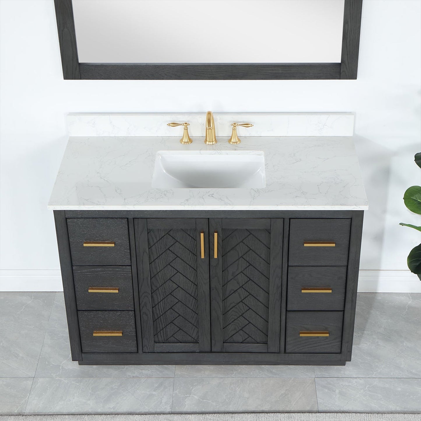 Altair Designs Gazsi 48" single vanity with top - 543048-BN-GW-NM