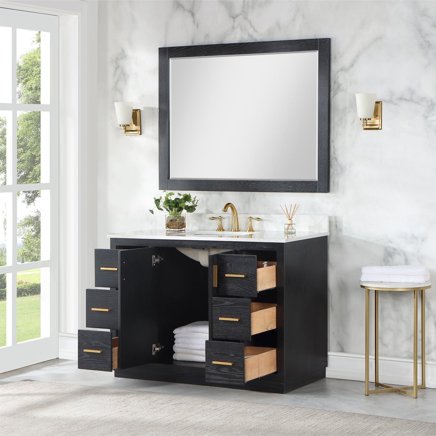 Altair Designs Gazsi 48" single vanity with top - 543048-BN-GW-NM