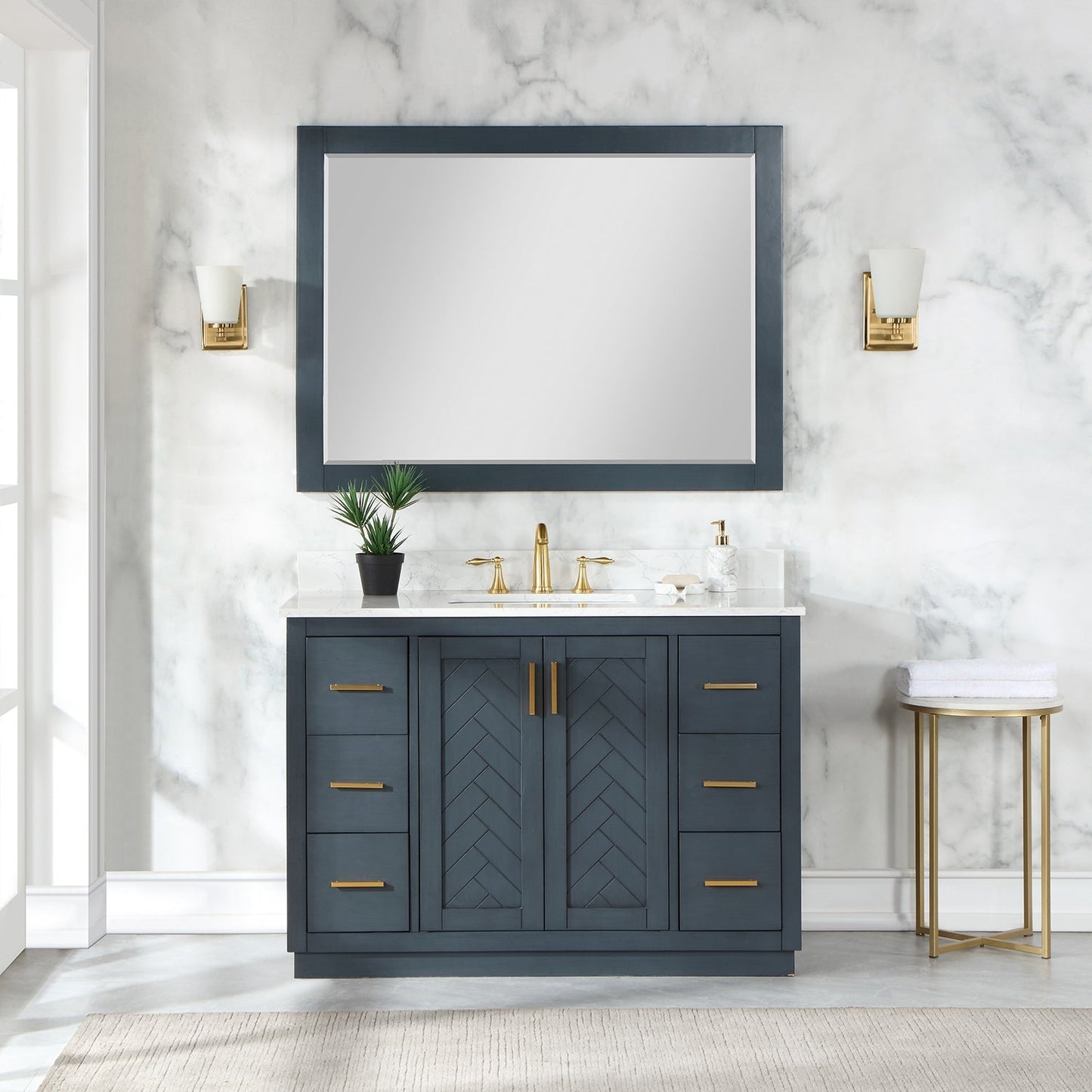 Altair Designs Gazsi 48" single vanity with top - 543048-BN-GW-NM