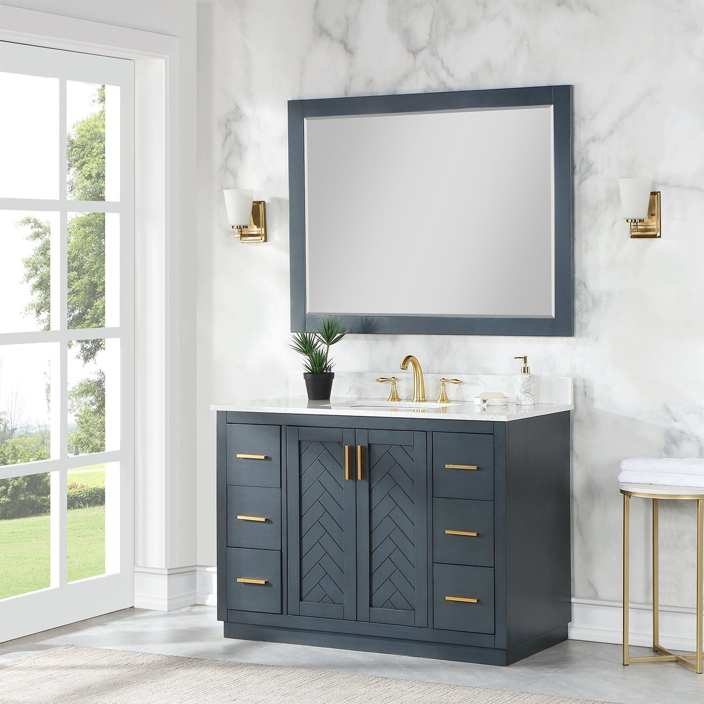Altair Designs Gazsi 48" single vanity with top - 543048-BN-GW-NM