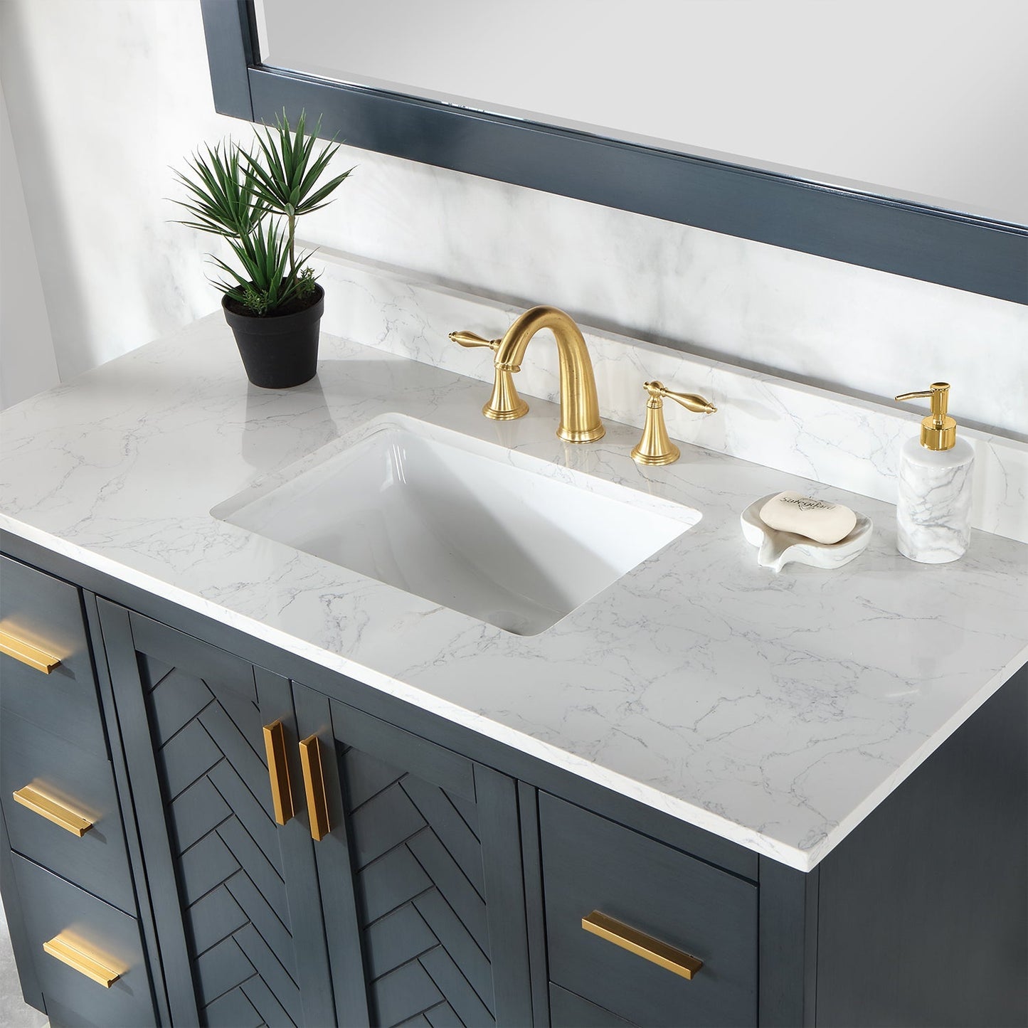 Altair Designs Gazsi 48" single vanity with top - 543048-BN-GW-NM