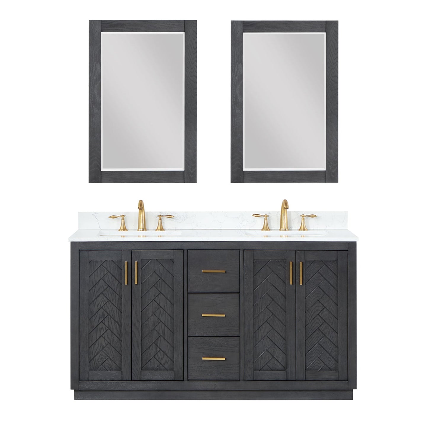 Altair Designs Gazsi 60" double vanity with top - 543060-BN-GW-NM