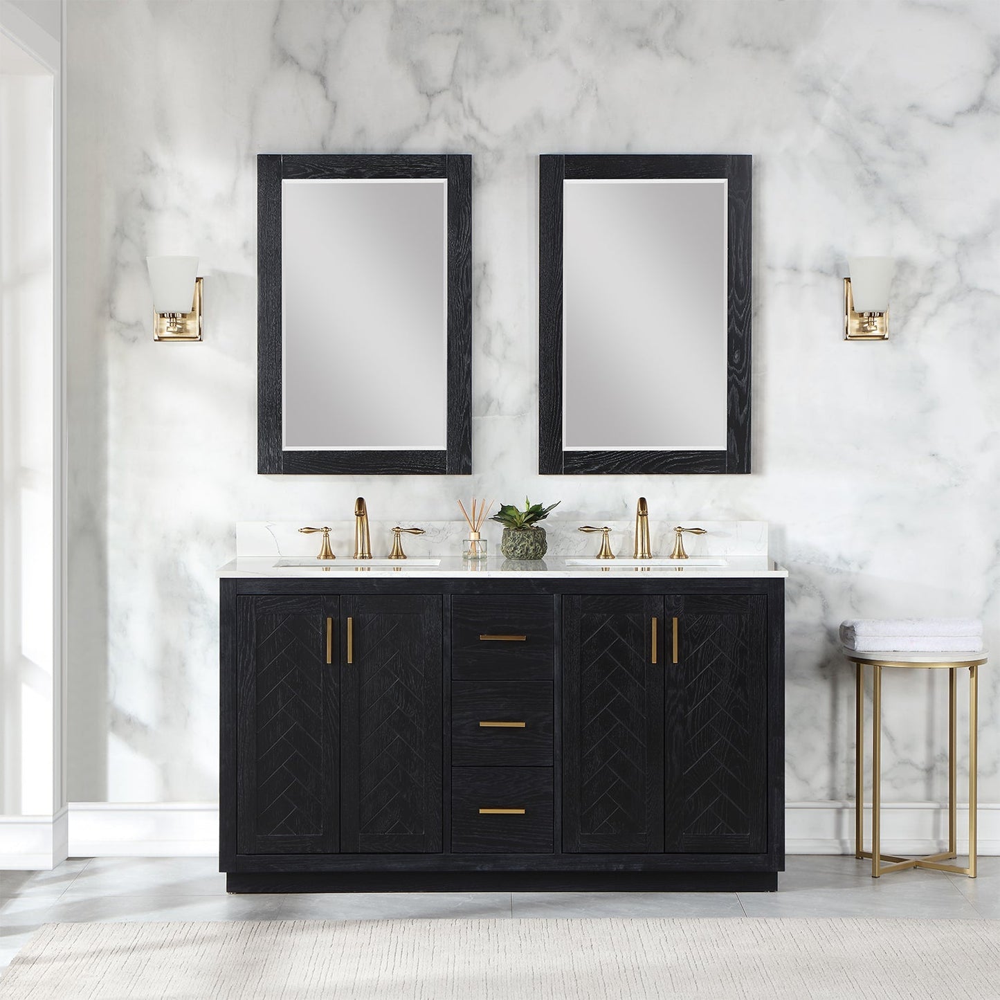 Altair Designs Gazsi 60" double vanity with top - 543060-BN-GW-NM