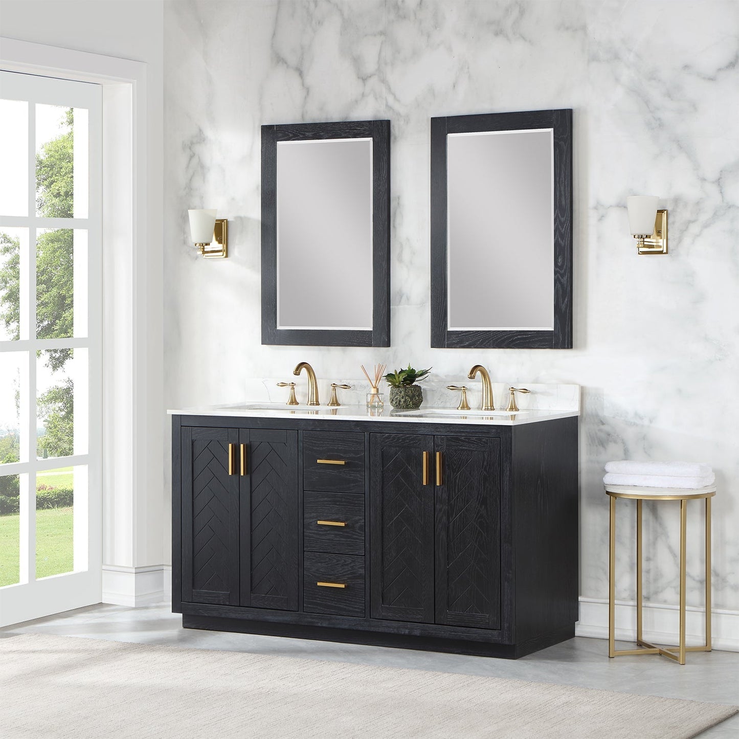 Altair Designs Gazsi 60" double vanity with top - 543060-BN-GW-NM