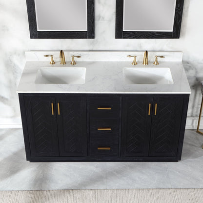 Altair Designs Gazsi 60" double vanity with top - 543060-BN-GW-NM