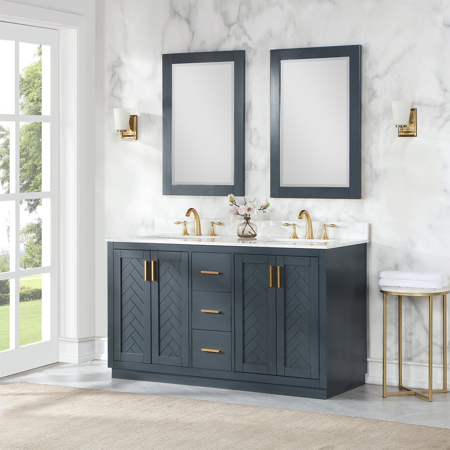 Altair Designs Gazsi 60" double vanity with top - 543060-BN-GW-NM
