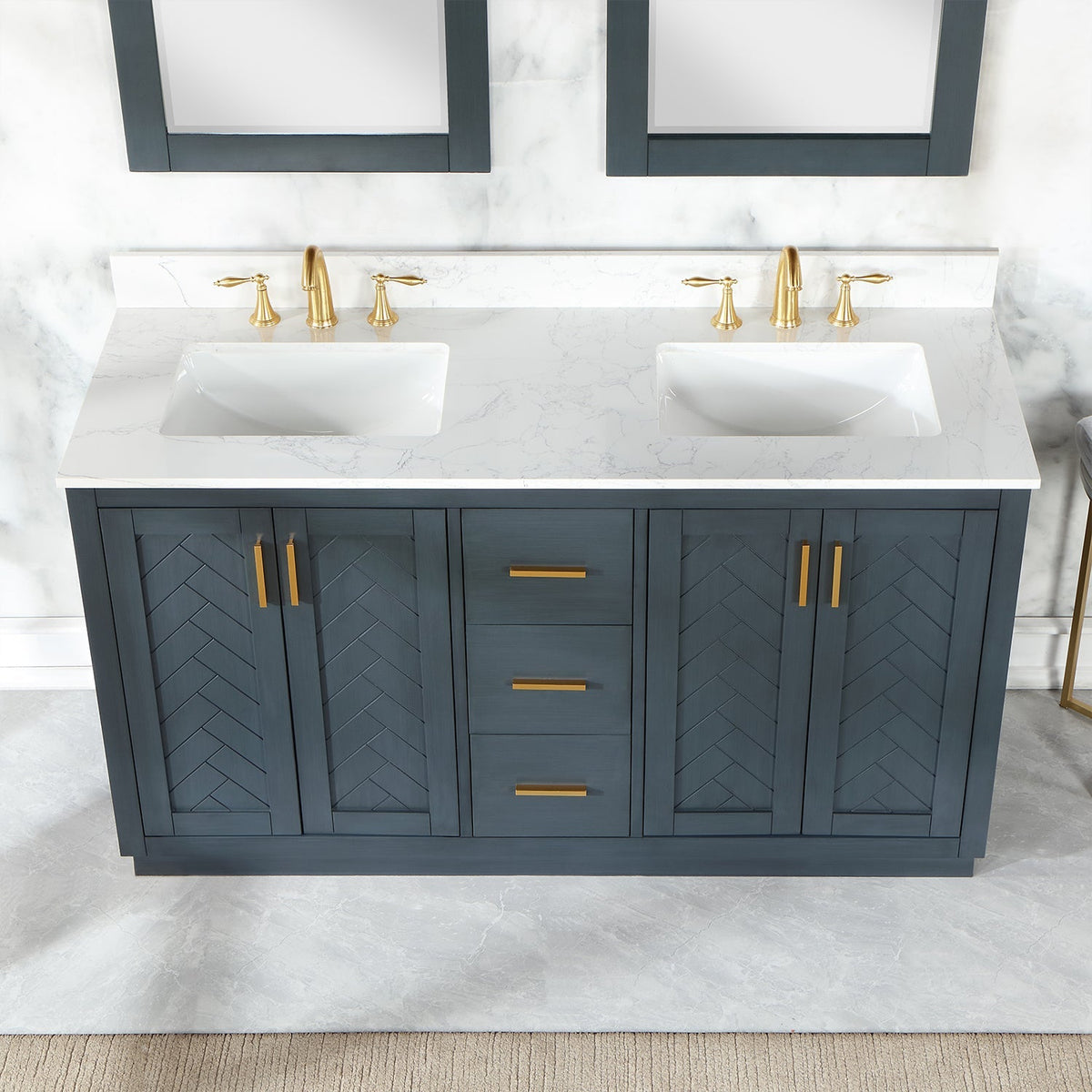 Altair Designs Gazsi 60" double vanity with top - 543060-BN-GW-NM