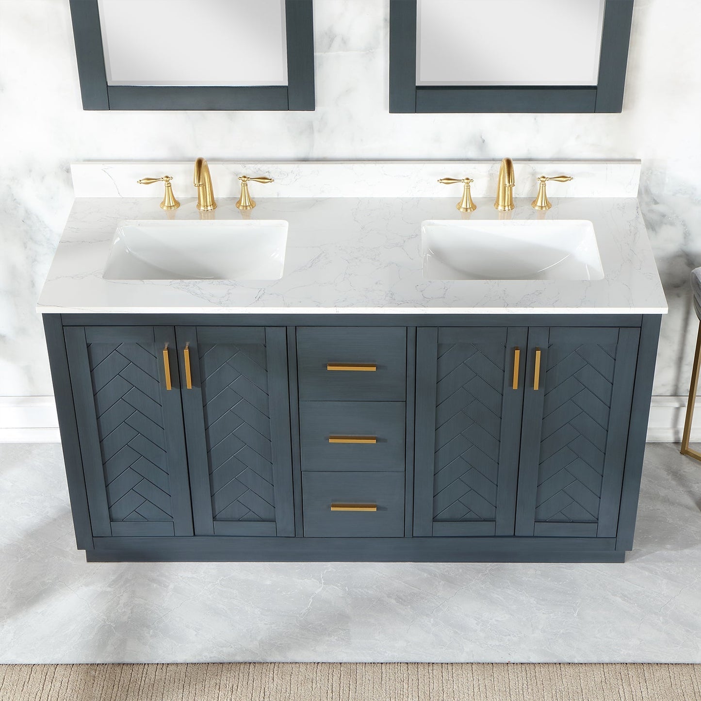 Altair Designs Gazsi 60" double vanity with top - 543060-BN-GW-NM