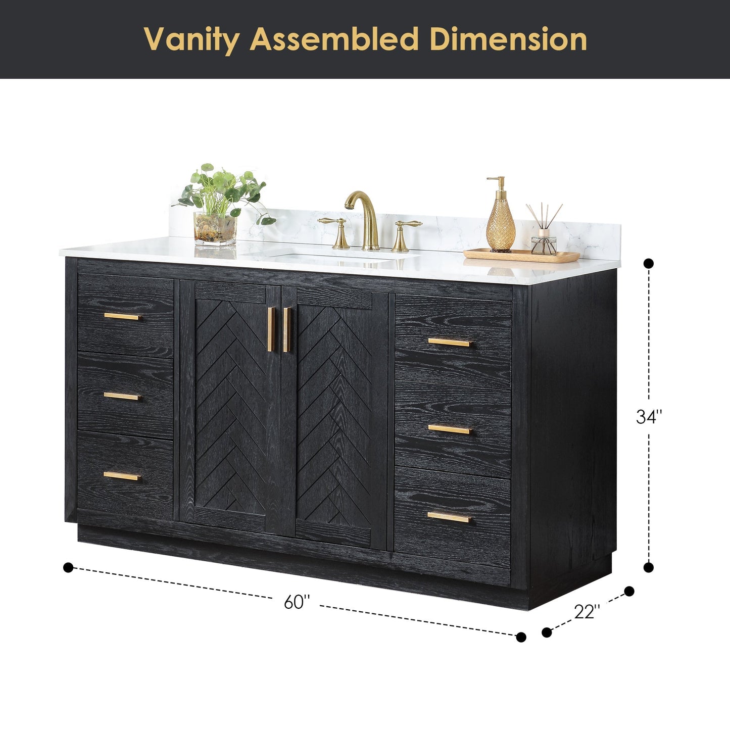 Altair Designs Gazsi 60" single vanity with top - 543060S-BO-GW-NM