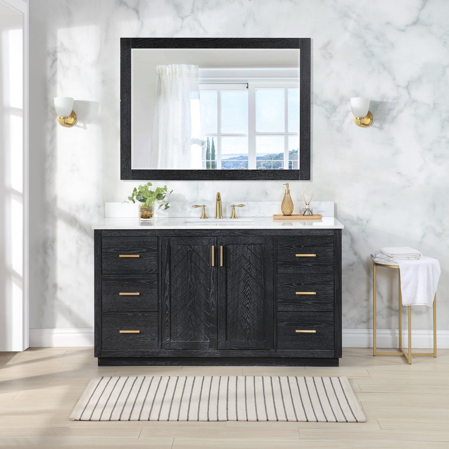 Altair Designs Gazsi 60" single vanity with top - 543060S-BO-GW-NM
