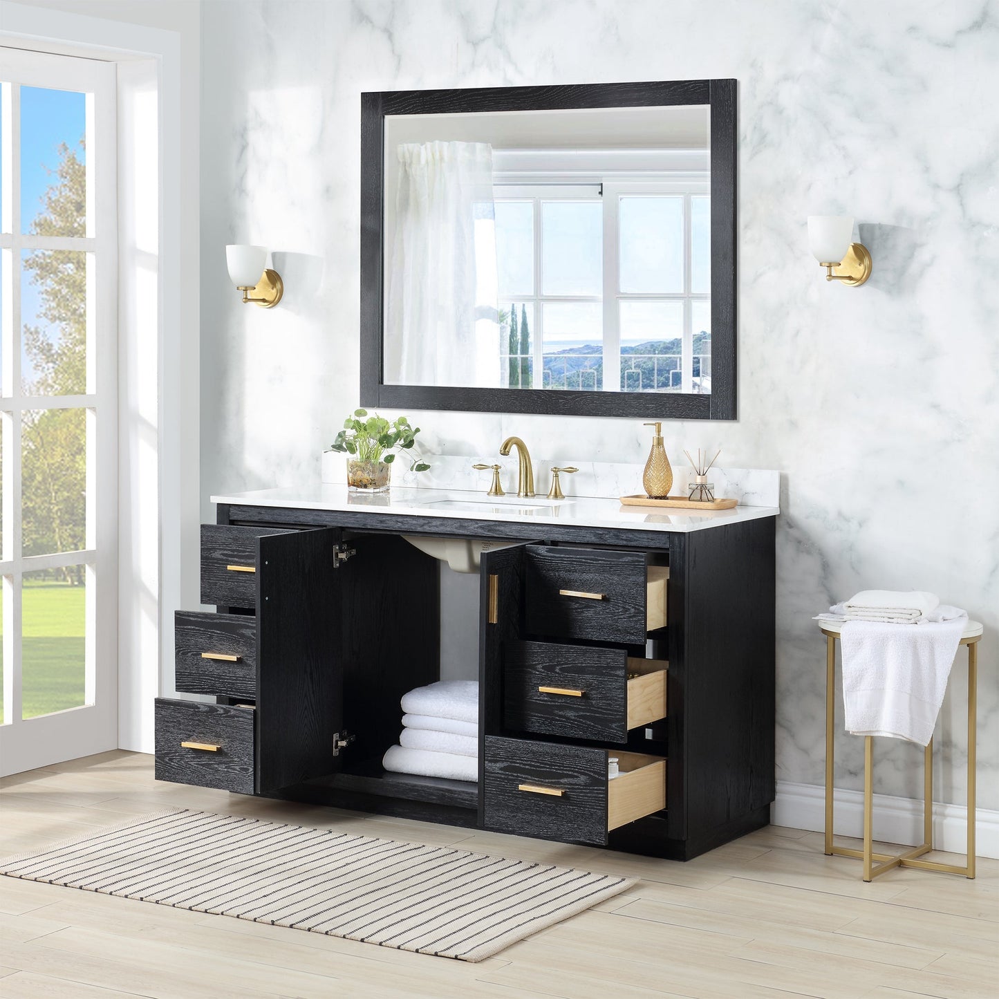Altair Designs Gazsi 60" single vanity with top - 543060S-BO-GW-NM